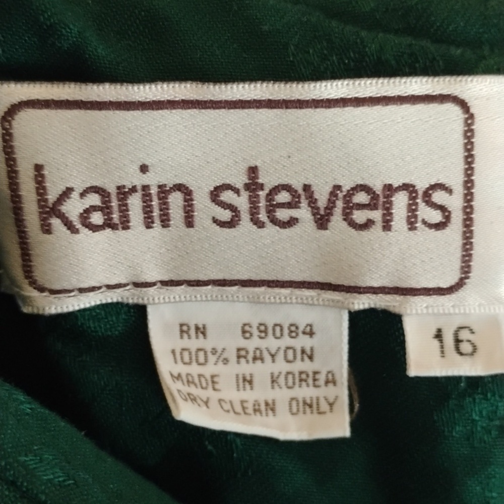 Vintage Karin Stevens 1980's  Maxi Dress with Scalloped Peter Pan Collar - Picture 11 of 14